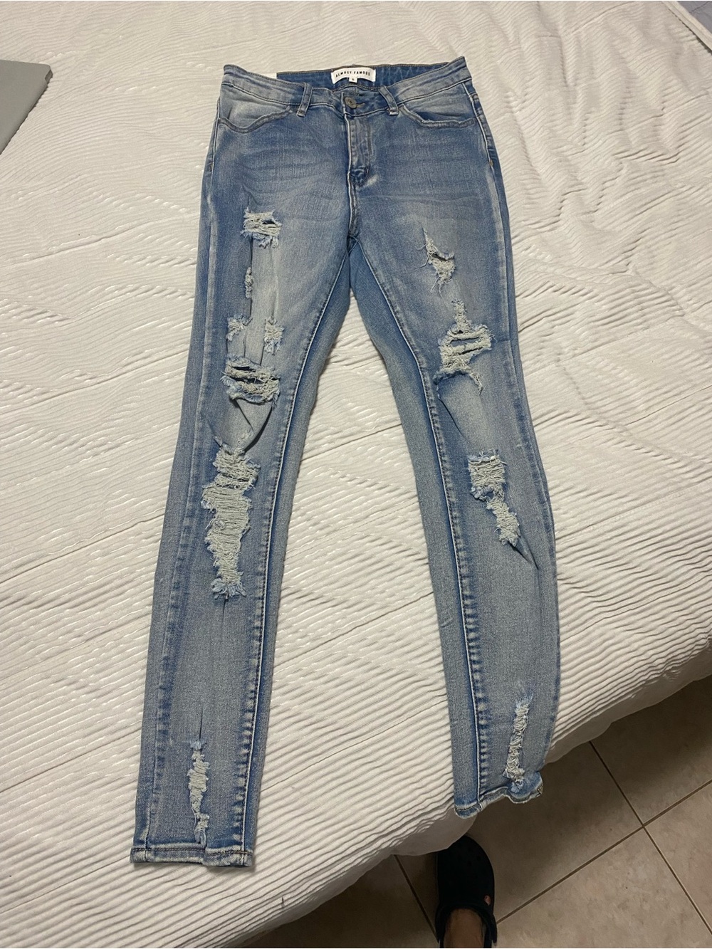 Almost Famous Light Wash Ripped Skinny Jeans